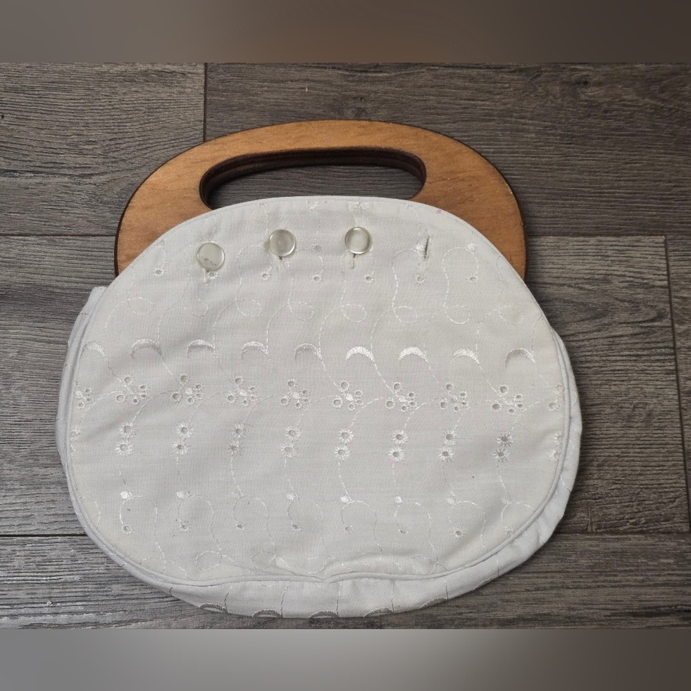 Interchangable Button Bermuda Bag Clutch Wood Han… - image 3